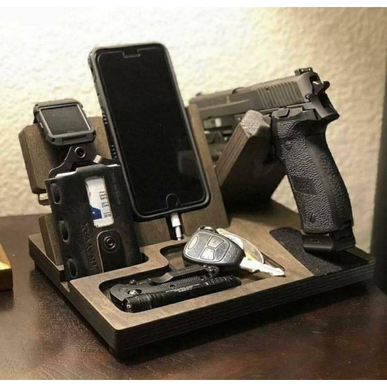 Kişiye Özel - Ahşap Silah Telefon ve Aksesuar Standı Bullet Tasarım, Saat, Tasarım Saat, Farklı Saat