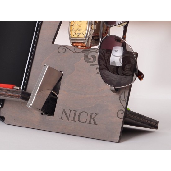 Kişiye Özel - Ahşap Telefon ve Aksesuar Standı Nick Tasarım, Saat, Tasarım Saat, Farklı Saat
