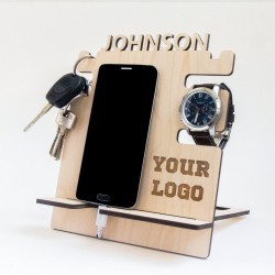 Kişiye Özel - Ahşap Üst Bölüm İsim İşlemeli Aksesuar Standı