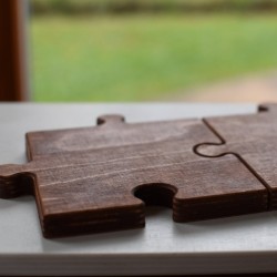 Kişiye Özel - Ahşap El İşçilikli Puzzle Kalın Tasarım Bardak Altlığı