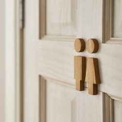 Kişiye Özel - Ahşap WC Kapı Erkek Kadın Figürü (Çift Taraflı Bantlı)