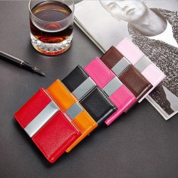 Kişiye Özel - Metal Çelik Kasa Çift Kapaklı Deri Kartvizitlik