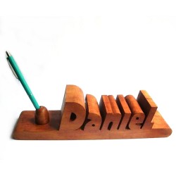 Kişiye Özel - Ahşap El İşçilikli Masa İsimliği 3D Oyma Tasarım