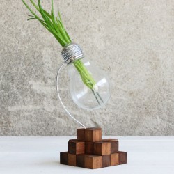 Kişiye Özel - Ahşap Square Tasarım Bulb Lamba Saksısı