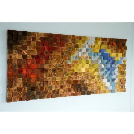 Kişiye Özel - Ahşap Kahverengi Kirmizi ve Sarının Rengi Tablo, Saat, Tasarım Saat, Farklı Saat