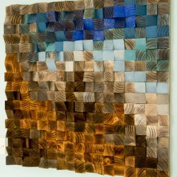 Kişiye Özel - Ahşap Kahverengi Mavi ve Turuncunun Rengi Tablo