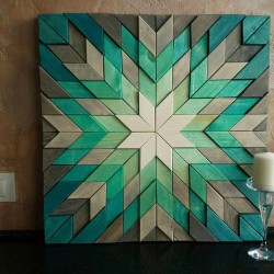 Kişiye Özel - Ahşap Yeşil Gri Baklava desenli Tablo