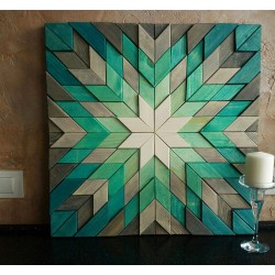 Kişiye Özel - Ahşap Yeşil Gri Baklava desenli Tablo