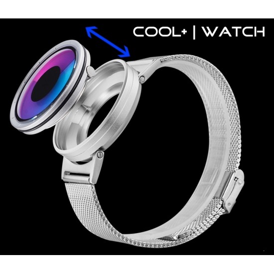 Cool Watch Saat - Silver Kasa - Silver Kordon CooL Galaxy Mix Mavi Pembe Ekran Unisex, Saat, Tasarım Saat, Farklı Saat