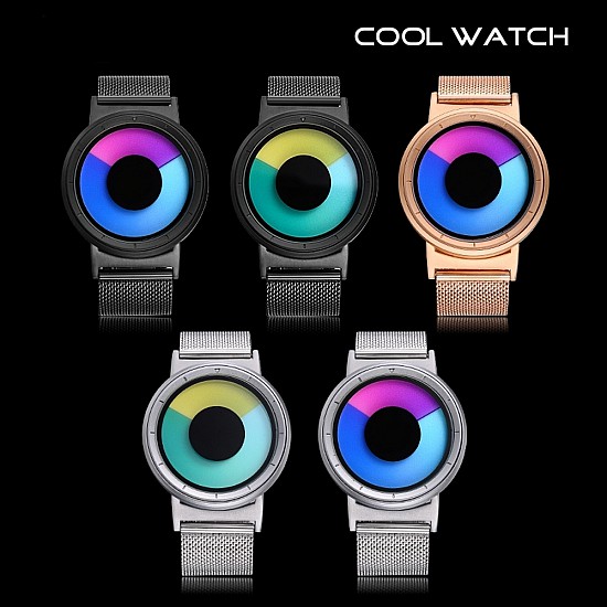 Cool Watch Saat - Silver Kasa - Silver Kordon CooL Galaxy Mix Sarı Yeşil Ekran Unisex, Saat, Tasarım Saat, Farklı Saat