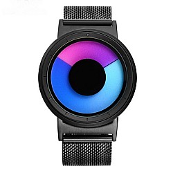 Cool Watch Saat - Siyah Kasa - Siyah Kordon CooL Galaxy Mix Mavi Pembe Ekran Unisex