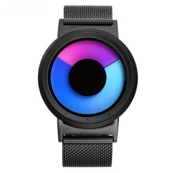 Cool Watch Saat - Siyah Kasa - Siyah Kordon CooL Galaxy Mix Mavi Pembe Ekran Unisex