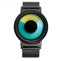 Cool Watch Saat - Siyah Kasa - Siyah Kordon CooL Galaxy Mix Sarı Yeşil Ekran Unisex