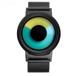 Cool Watch Saat - Siyah Kasa - Siyah Kordon CooL Galaxy Mix Sarı Yeşil Ekran Unisex