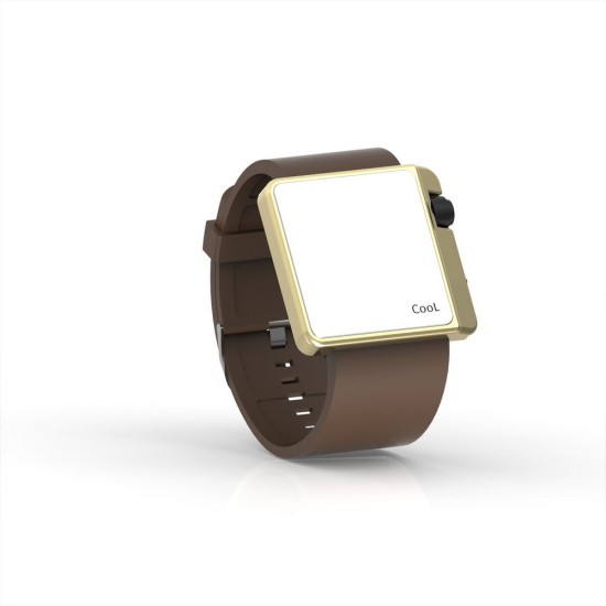 Cool Watch Saat - Gold Shiny Led Edition - Kahverengi Kayış Unisex, Saat, Tasarım Saat, Farklı Saat