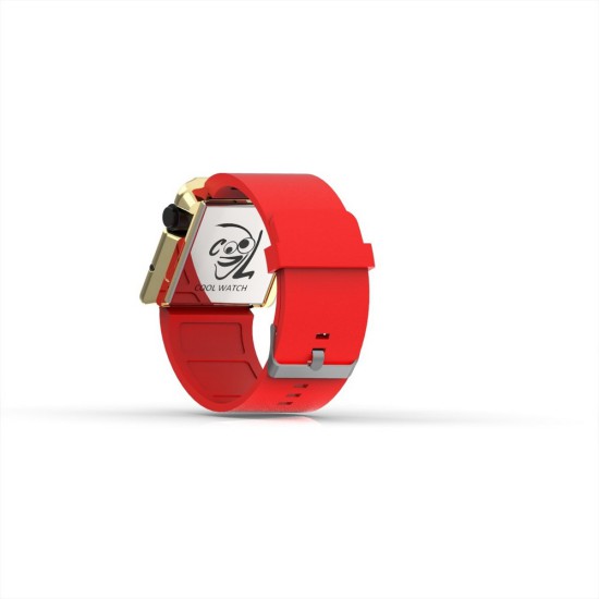 Cool Watch Saat - Gold Shiny Led Edition - Kırmızı Kayış Unisex, Saat, Tasarım Saat, Farklı Saat