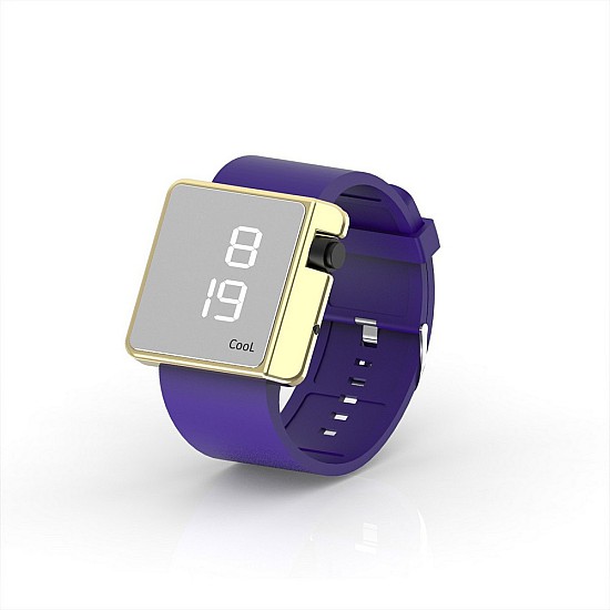 Cool Watch Saat - Gold Shiny Led Edition - Mor Kayış Unisex, Saat, Tasarım Saat, Farklı Saat