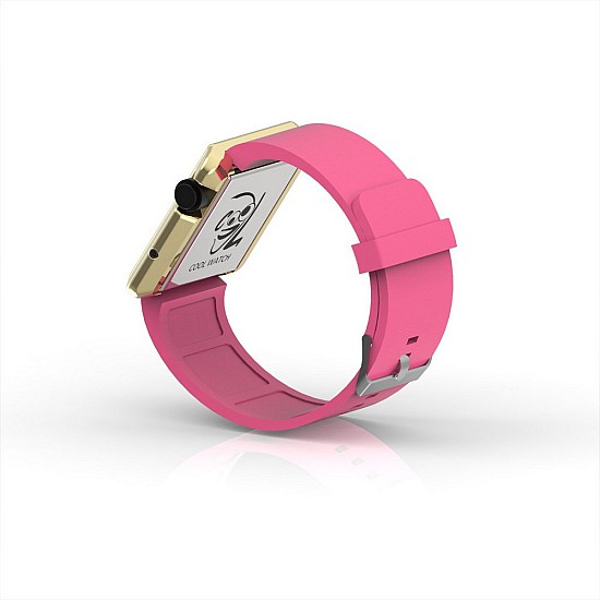 Cool Watch Saat - Gold Shiny Led Edition - Pembe Kayış Unisex, Saat, Tasarım Saat, Farklı Saat