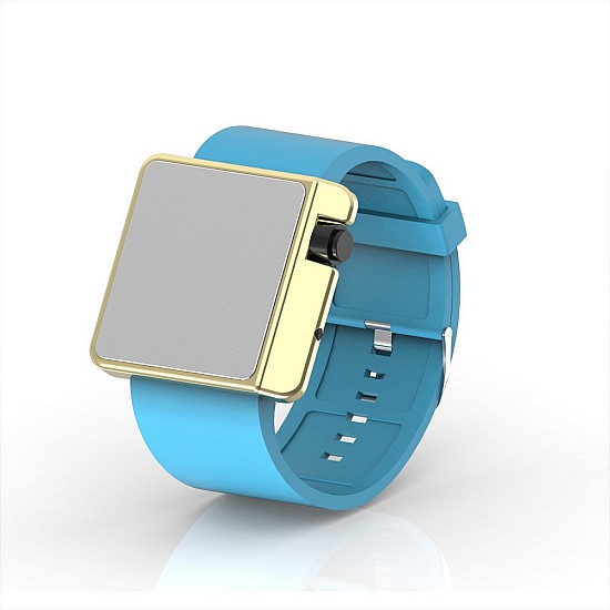 Cool Watch Saat - Gold Shiny Led Edition - Turkuaz Kayış Unisex, Saat, Tasarım Saat, Farklı Saat