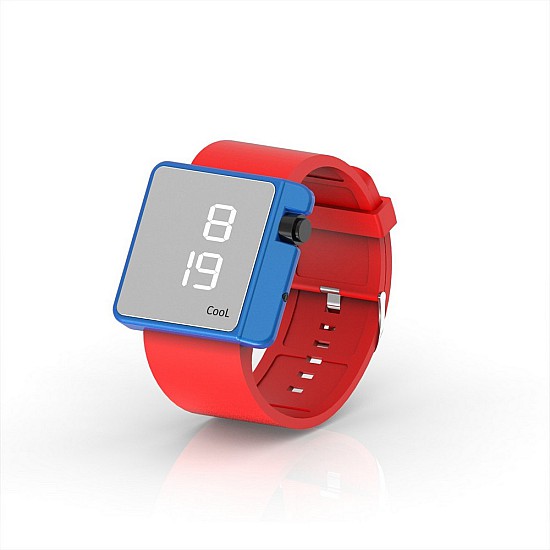 Cool Watch Saat - Mavi Edition - Kırmızı Kayış Unisex, Saat, Tasarım Saat, Farklı Saat