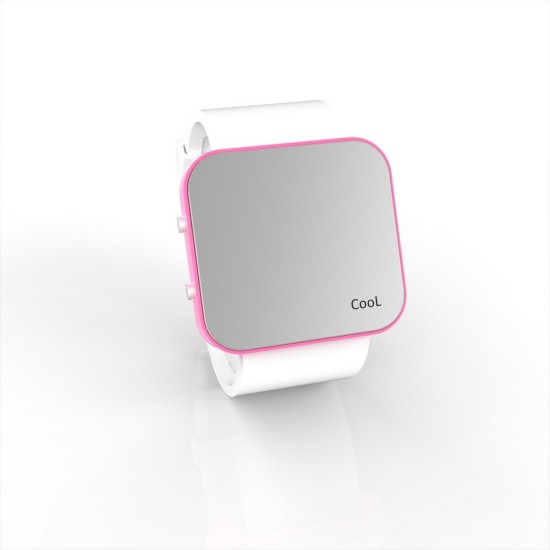 Cool Watch Saat - Pembe Led Kasa - Beyaz Kayış Unisex, Saat, Tasarım Saat, Farklı Saat