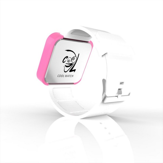 Cool Watch Saat - Pembe Led Kasa - Beyaz Kayış Unisex, Saat, Tasarım Saat, Farklı Saat