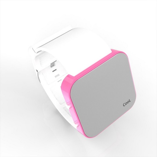 Cool Watch Saat - Pembe Led Kasa - Beyaz Kayış Unisex, Saat, Tasarım Saat, Farklı Saat