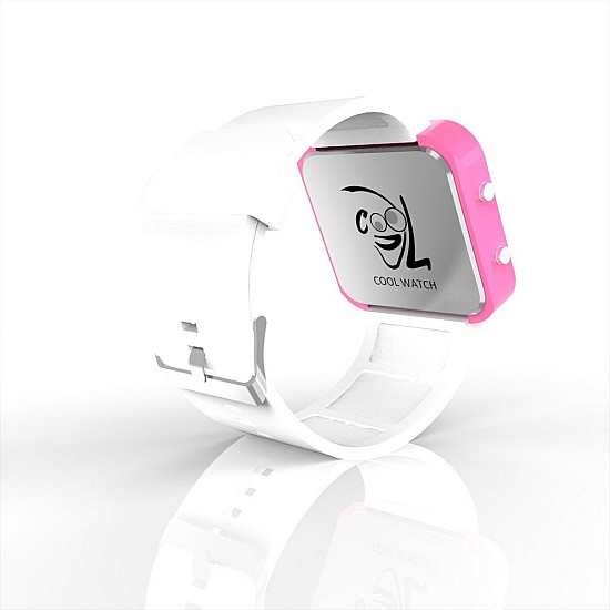 Cool Watch Saat - Pembe Led Kasa - Beyaz Kayış Unisex, Saat, Tasarım Saat, Farklı Saat
