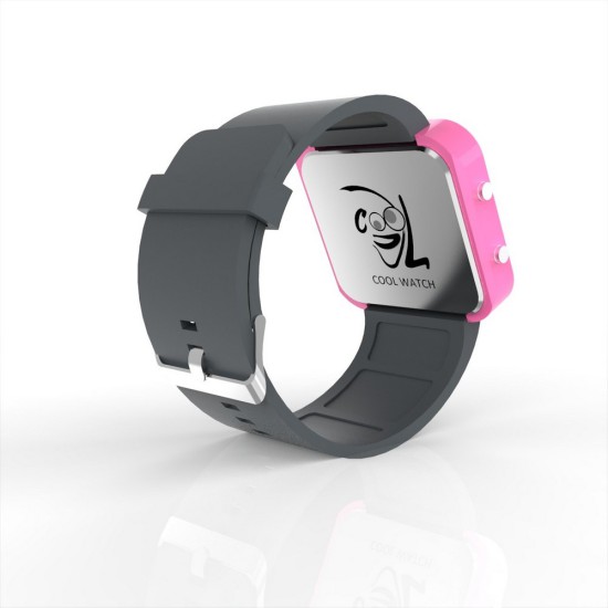 Cool Watch Saat - Pembe Led Kasa - Gri Kayış Unisex, Saat, Tasarım Saat, Farklı Saat