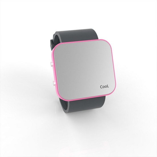 Cool Watch Saat - Pembe Led Kasa - Gri Kayış Unisex, Saat, Tasarım Saat, Farklı Saat