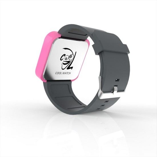 Cool Watch Saat - Pembe Led Kasa - Gri Kayış Unisex, Saat, Tasarım Saat, Farklı Saat