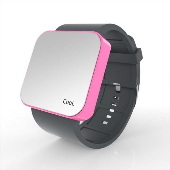 Cool Watch Saat - Pembe Led Kasa - Gri Kayış Unisex, Saat, Tasarım Saat, Farklı Saat