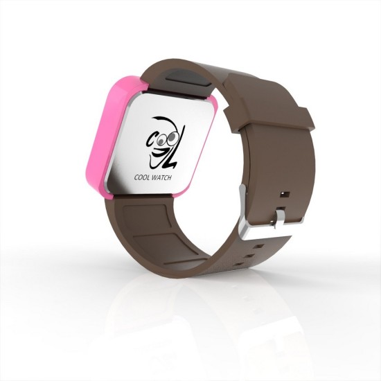 Cool Watch Saat - Pembe Led Kasa - Kahverengi Kayış Unisex, Saat, Tasarım Saat, Farklı Saat