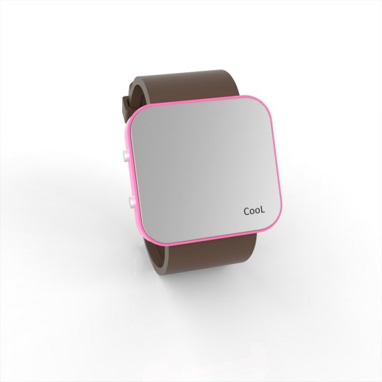 Cool Watch Saat - Pembe Led Kasa - Kahverengi Kayış Unisex, Saat, Tasarım Saat, Farklı Saat