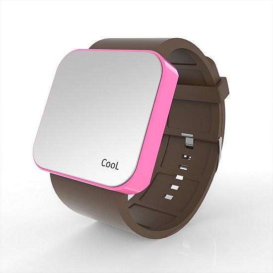 Cool Watch Saat - Pembe Led Kasa - Kahverengi Kayış Unisex, Saat, Tasarım Saat, Farklı Saat
