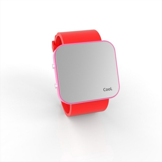 Cool Watch Saat - Pembe Led Kasa - Kırmızı Kayış Unisex, Saat, Tasarım Saat, Farklı Saat