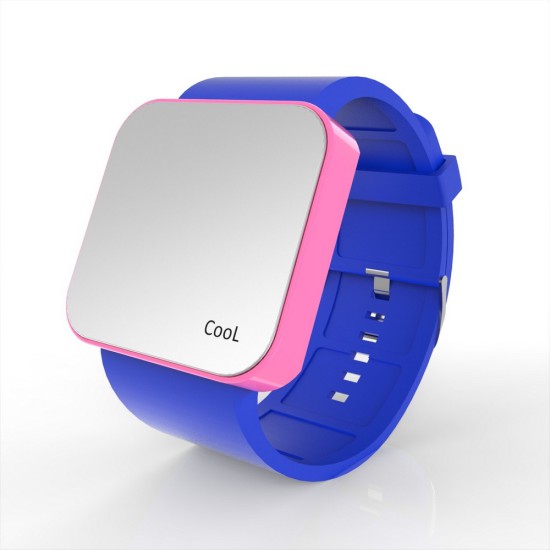 Cool Watch Saat - Pembe Led Kasa - Mavi Kayış Unisex, Saat, Tasarım Saat, Farklı Saat