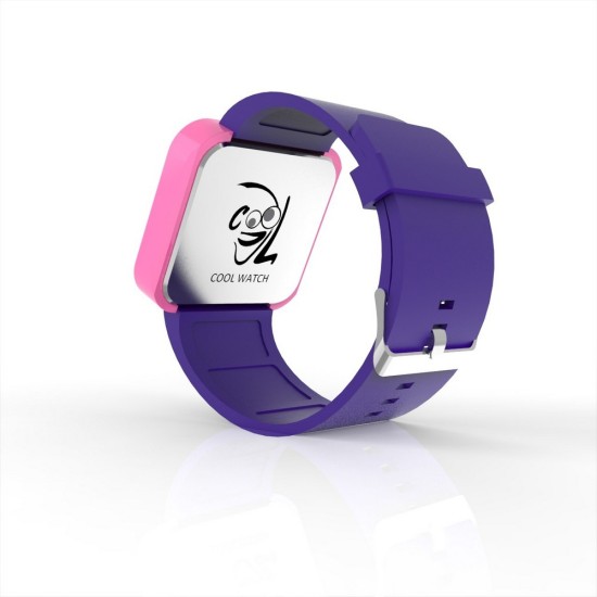 Cool Watch Saat - Pembe Led Kasa - Mor Kayış Unisex, Saat, Tasarım Saat, Farklı Saat