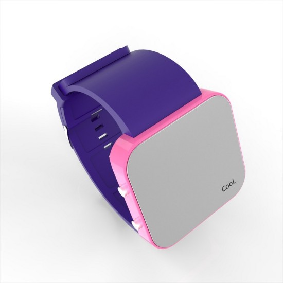 Cool Watch Saat - Pembe Led Kasa - Mor Kayış Unisex, Saat, Tasarım Saat, Farklı Saat