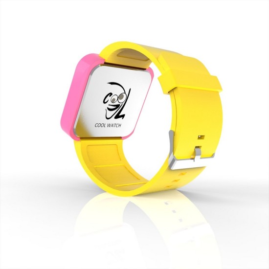 Cool Watch Saat - Pembe Led Kasa - Sarı Kayış Unisex, Saat, Tasarım Saat, Farklı Saat