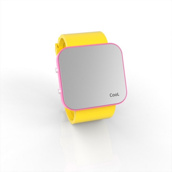 Cool Watch Saat - Pembe Led Kasa - Sarı Kayış Unisex, Saat, Tasarım Saat, Farklı Saat