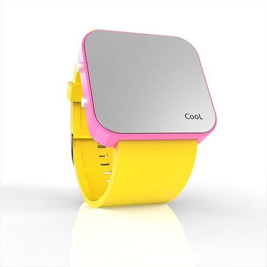 Cool Watch Saat - Pembe Led Kasa - Sarı Kayış Unisex, Saat, Tasarım Saat, Farklı Saat