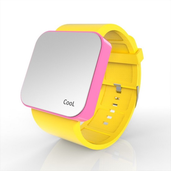 Cool Watch Saat - Pembe Led Kasa - Sarı Kayış Unisex, Saat, Tasarım Saat, Farklı Saat