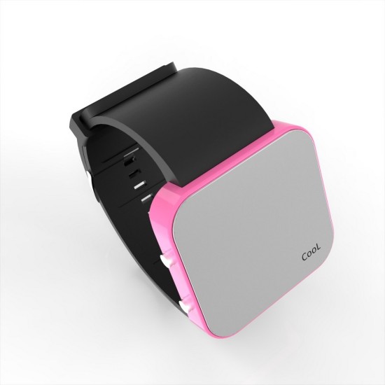 Cool Watch Saat - Pembe Led Kasa - Siyah Kayış Unisex, Saat, Tasarım Saat, Farklı Saat