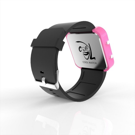 Cool Watch Saat - Pembe Led Kasa - Siyah Kayış Unisex, Saat, Tasarım Saat, Farklı Saat