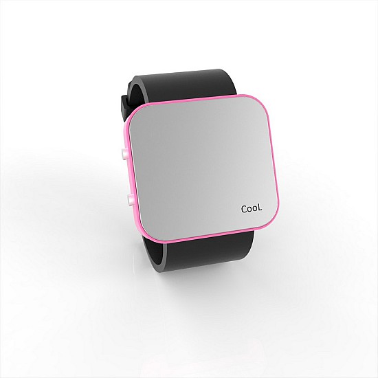 Cool Watch Saat - Pembe Led Kasa - Siyah Kayış Unisex, Saat, Tasarım Saat, Farklı Saat