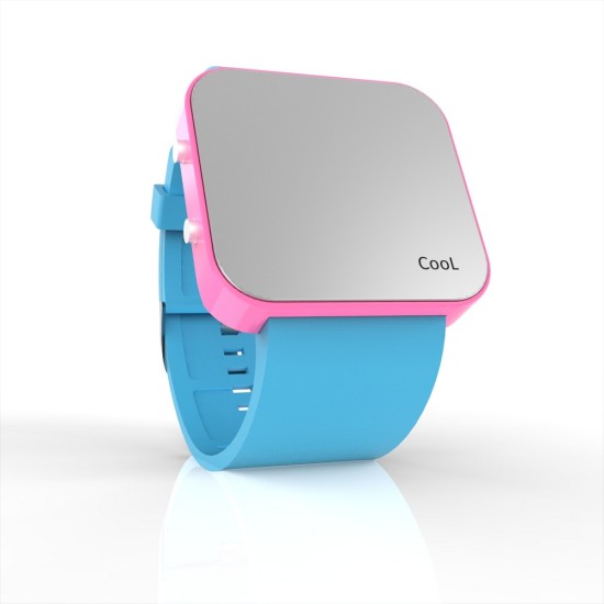 Cool Watch Saat - Pembe Led Kasa - Turkuaz Kayış Unisex, Saat, Tasarım Saat, Farklı Saat