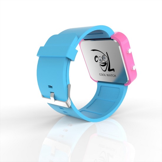 Cool Watch Saat - Pembe Led Kasa - Turkuaz Kayış Unisex, Saat, Tasarım Saat, Farklı Saat