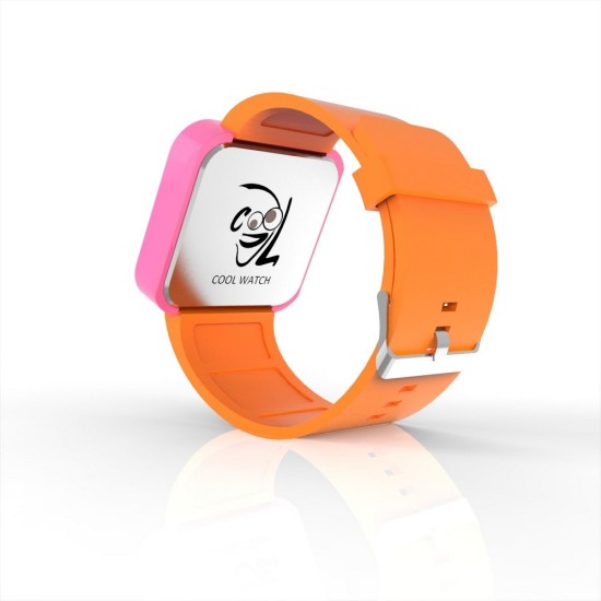 Cool Watch Saat - Pembe Led Kasa - Turuncu Kayış Unisex, Saat, Tasarım Saat, Farklı Saat