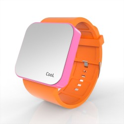 Cool Watch Saat - Pembe Led Kasa - Turuncu Kayış Unisex